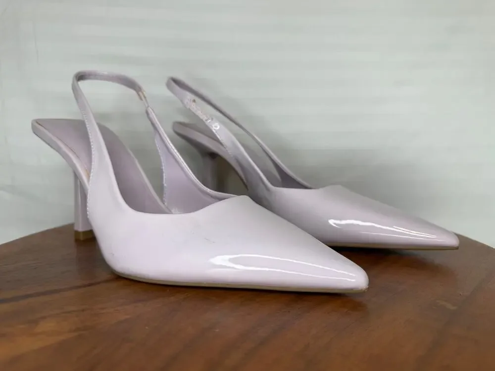 Anne Klein Lilac Patent Slingback Pointed Toe Heels Women’s 7M Dress Pumps